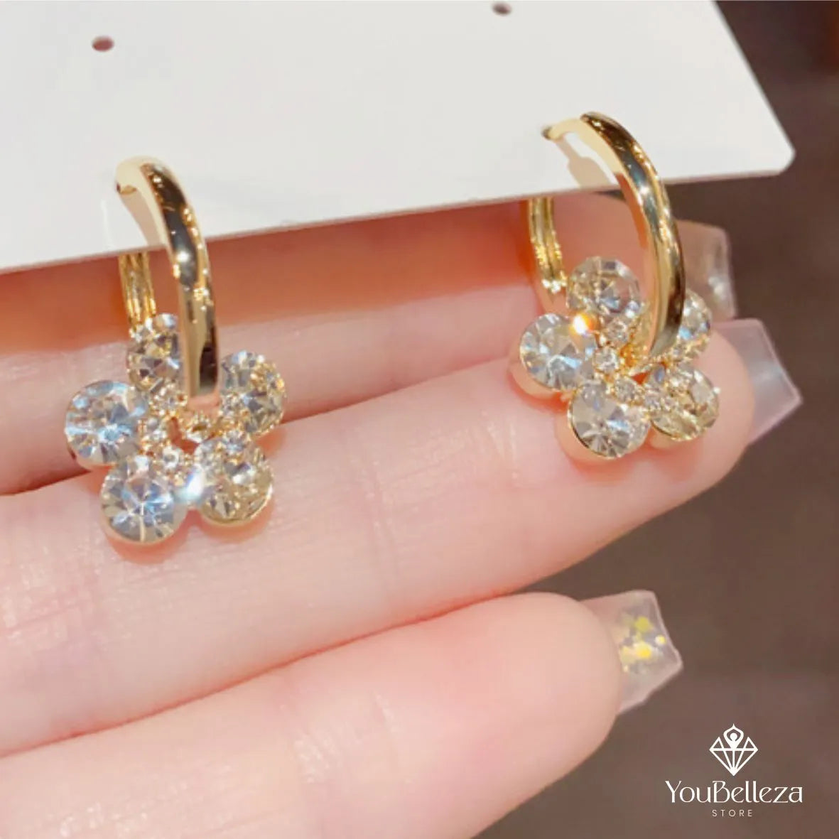 Aretes Flores Brillantes